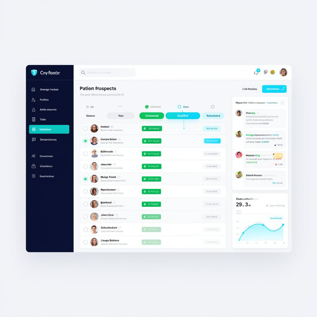 Panel CRM para gestionar prospectos de pacientes dentales